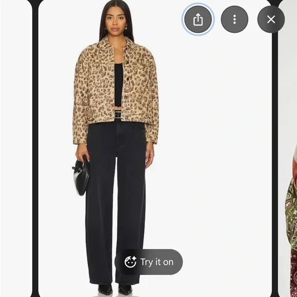 NWT! Free People Leopard Print Denim Jacket - Picture 9 of 9